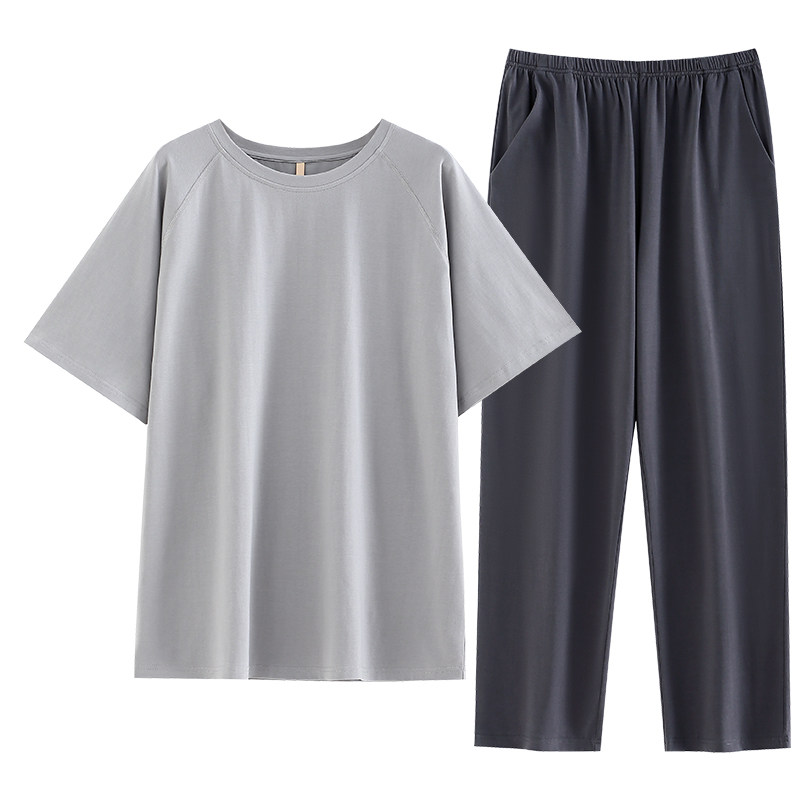 【莱卡棉】睡衣男士夏季纯棉短袖长裤家居服男款夏天夏款薄款套装