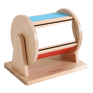 FAWNU蒙氏教具纺织鼓榉木全实木婴幼儿蒙特梭利早教玩具5月龄宝宝