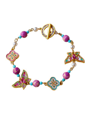 国风国潮蝴蝶四叶草手链女