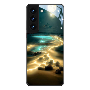 风景适用于三星s23ultra手机壳s22潮牌note20 ultra来电发光s21创意s24月亮海边s20fe高级感a52风景s9氛围+壳