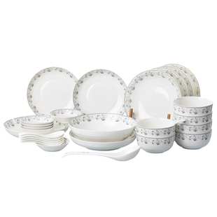 韵唐 北欧风情陶瓷餐具欧式釉上彩家用饭碗汤碗面盘子碟子勺散装