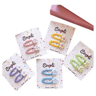 亮色滴油小花BB夹韩国儿童新款春季新款女童侧边夹刘海夹亲子款夹