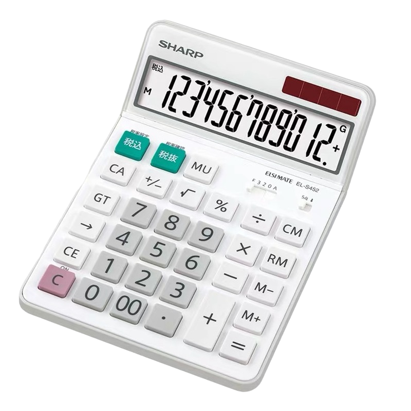 SHARPELN452 S432办公用大屏12位数可爱卡通太阳能财务会计计算器