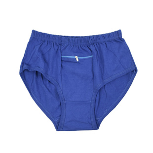 男士内裤纯棉中腰拉链暗袋三角裤全棉口袋爸爸大码宽松防盗短裤衩