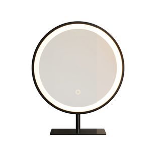 梳妆镜子化妆镜台式桌面卧室轻奢高级圆形旋转LED梳妆台镜子带灯