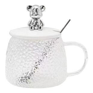 小熊杯子高颜值简约冰川杯马克杯玻璃水杯饮料花茶咖啡牛奶啤酒杯