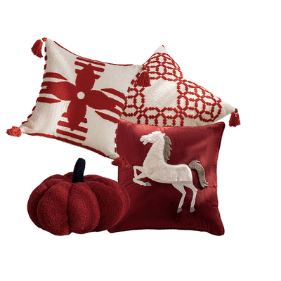 马年红色喜庆沙发抱枕腰枕新年