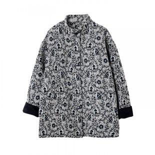 宝诗黎中长款提花夹棉外套2026早春慵懒百搭洋气休闲宽松大码女装