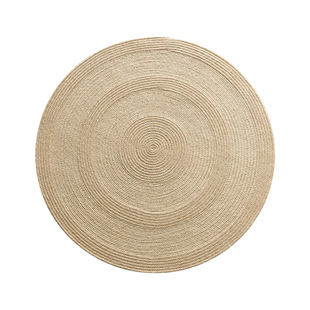 天然黄麻地毯客厅沙发卧室茶几侘寂高级轻奢风手工编织圆无胶地垫