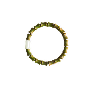 庆祥泰绿檀木竹节节高升手串男款文玩沉香盘玩佛珠和田玉转运手链