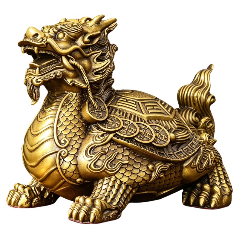 铜龙龟摆件黄铜八卦金钱龟龙头龟