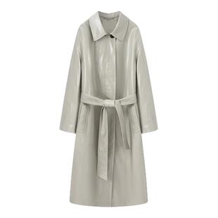 ariose艾诺丝槿官方旗舰店正品2026春新款PU皮衣风衣外套BR211120