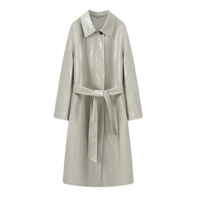 春季新款PU皮衣风衣外套女