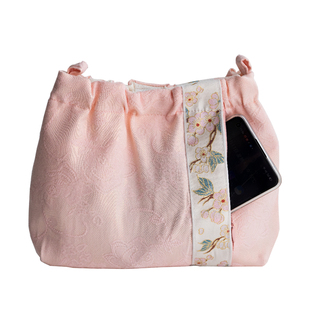 上闲月织金中国复古风汉服包包女明制春夏季斜跨流苏红色旗袍小手