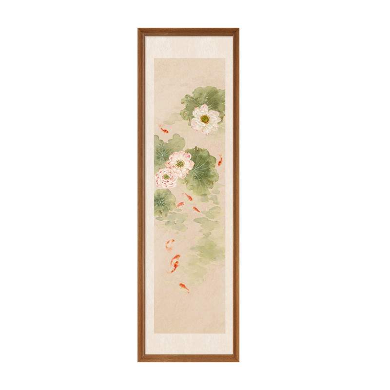 【新中式风】荷花九鱼图玄关挂画