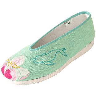 内联升布鞋女鞋老北京手工千层底汉服绣花鞋子女款大鱼海棠DY8218