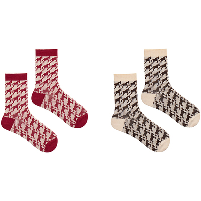 ubras红袜子马年复古千马纹纯棉新疆棉中筒本命年结婚26年新款2双