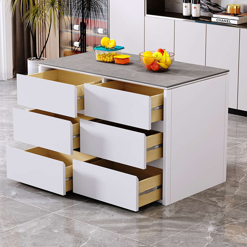 厨房岛台单独实木操作台斗柜料理台餐厅轻奢岩板吧台桌家用隔断柜