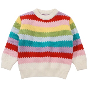 女童彩虹毛衣秋冬装2025新款儿童洋气套头女孩时髦保暖针织打底衫