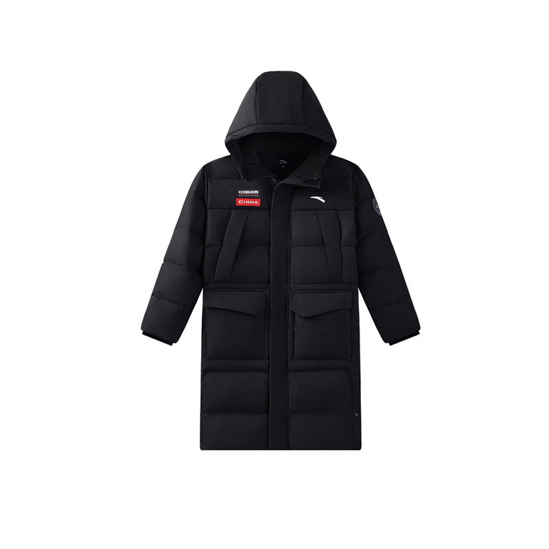安踏儿童羽绒服男童长款加厚鸭绒2025冬装新款三防御寒加绒厚外套