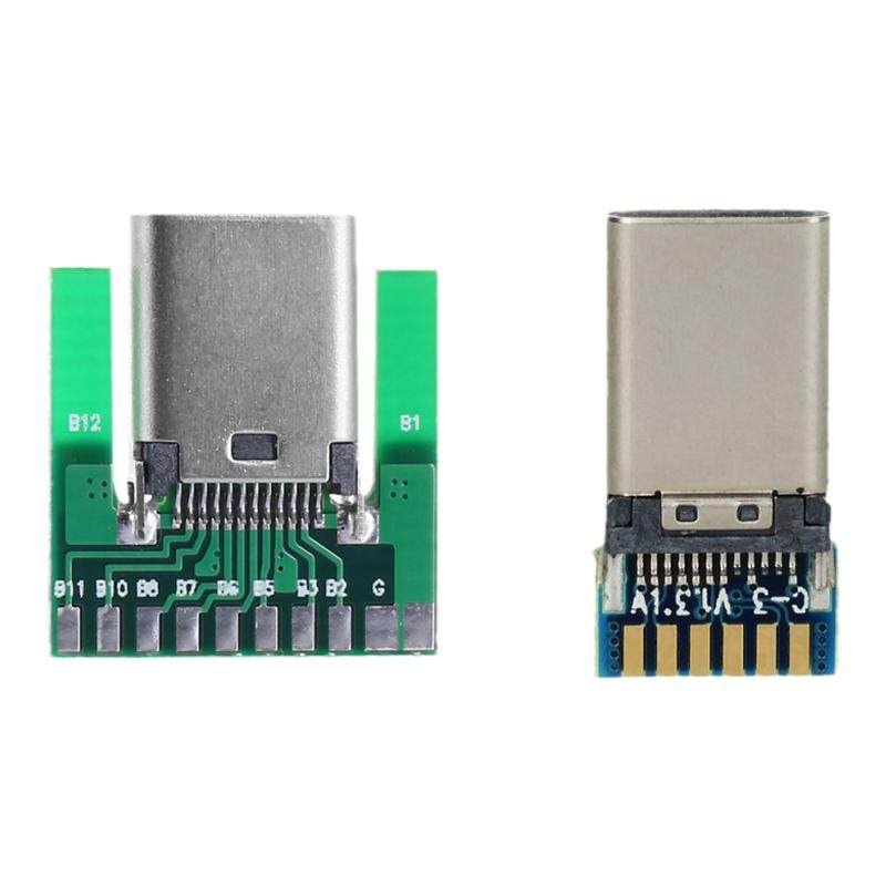 测试焊线式USB-C母座USB 3.1 Type C贴片式SMT母头 带PCB板连接器