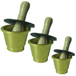 广式特大号纯铜实心捣药罐盅钵杵器压蒜泥缸碾子碎冲筒