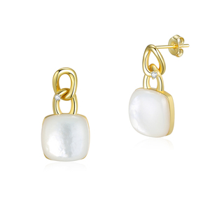 MissQueeny奎妮小姐|方糖天然母贝吊坠耳钉耳饰古巴链通勤简约