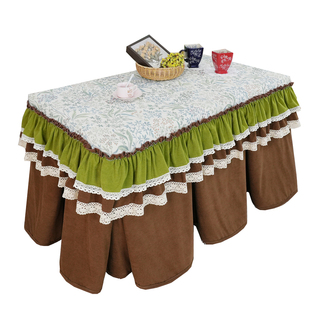 美式清新绿田园桌布套正方长方形电暖炉烤火被布套加绒加厚桌罩