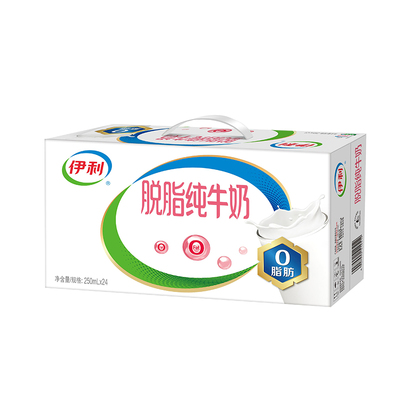 【5月产】伊利脱脂纯牛奶0脂肪