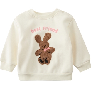 歌瑞家女童加绒卫衣女宝宝一体绒卫衣冬款儿童新款上衣冬装洋乐友