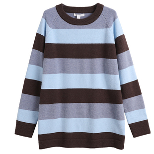 300斤遮肉冷调学院风街拍毛衣胖莹莹大码女装2026春季撞色针织衫