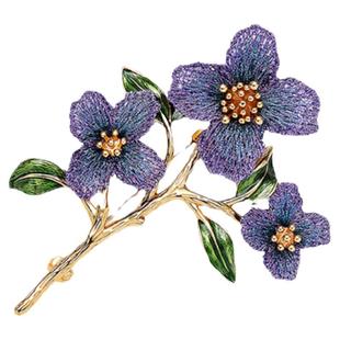 shes茜子本草纲目·勿忘草手工刺绣花朵滴油叶片轻奢胸针衣领别针