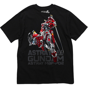 动漫潮牌短袖红异端MBF-P02高达二次元纯棉重磅透气宽松男士T恤衫