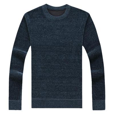 雪尼尔加绒加厚圆领长袖针织衫韩版休闲冬季印花休闲百搭男装潮