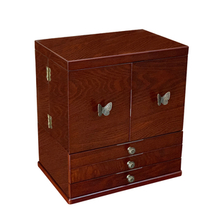 大容量化妆品首饰收纳饰品盒实木质护肤防尘面膜口红桌面梳妆台盒