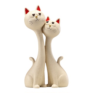 轻奢高档情侣猫咪摆件玄关客厅卧室高级感小众装饰品闺蜜结婚礼品