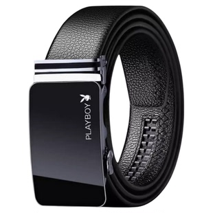 花花公子皮带男士真皮自动扣商务腰带中青年韩版百搭学生牛皮裤带