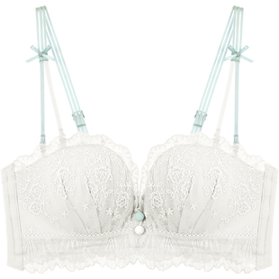 BOTHYOUNG内衣女法式无钢圈小胸聚拢防滑抹胸无肩带上托蕾丝文胸