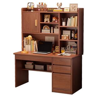 书桌电脑桌书柜书架一体组合初中生学习桌家用卧室学生课桌写字桌
