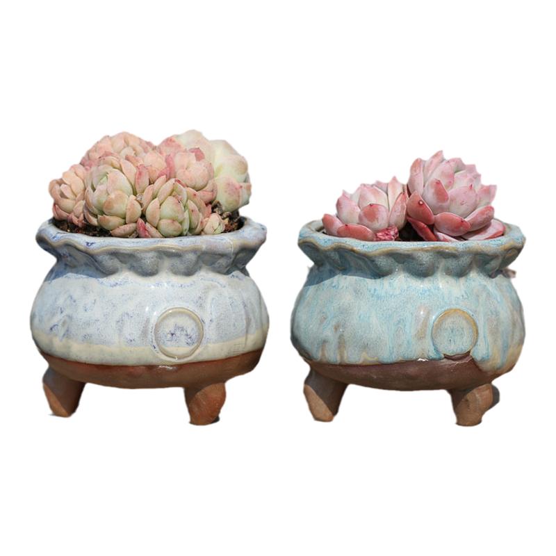 粗陶花盆景德窑变流釉新品促销