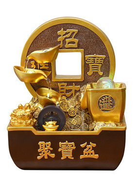新中式招财流水摆件循环水聚宝盆客厅玄关风水轮生财开业乔迁礼物