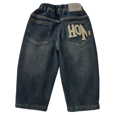 男孩柔软弹力加绒牛仔裤保暖裤子