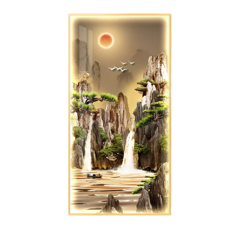 流水生财led灯轻奢入户玄关装饰画走廊过道挂画壁画简约现代高档