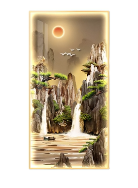 流水生财led灯轻奢入户玄关装饰画走廊过道挂画壁画简约现代高档