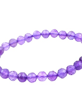 天然紫水晶多面体圆珠切面手链