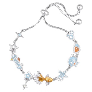 原创梦核金鱼手链抽拉调节小众设计海洋元素高级感元气新款手环