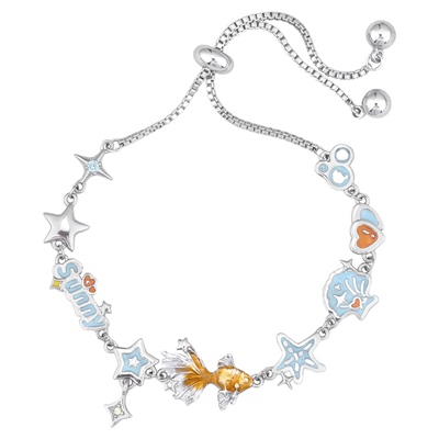 原创梦核金鱼手链抽拉调节小众设计海洋元素高级感元气新款手环