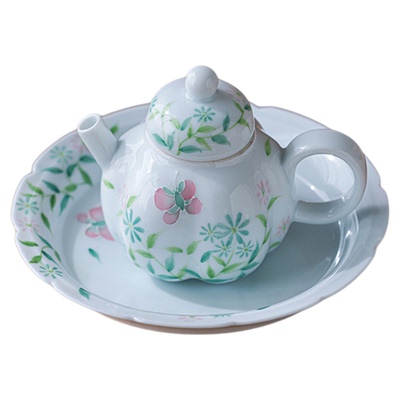 画续手绘春韵南瓜器型茶壶