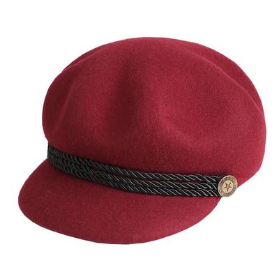 八角帽女羊毛时尚羊毛