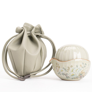 秘黄汝窑快客杯户外旅行茶具一壶一杯户外便携式陶瓷功夫茶具防烫